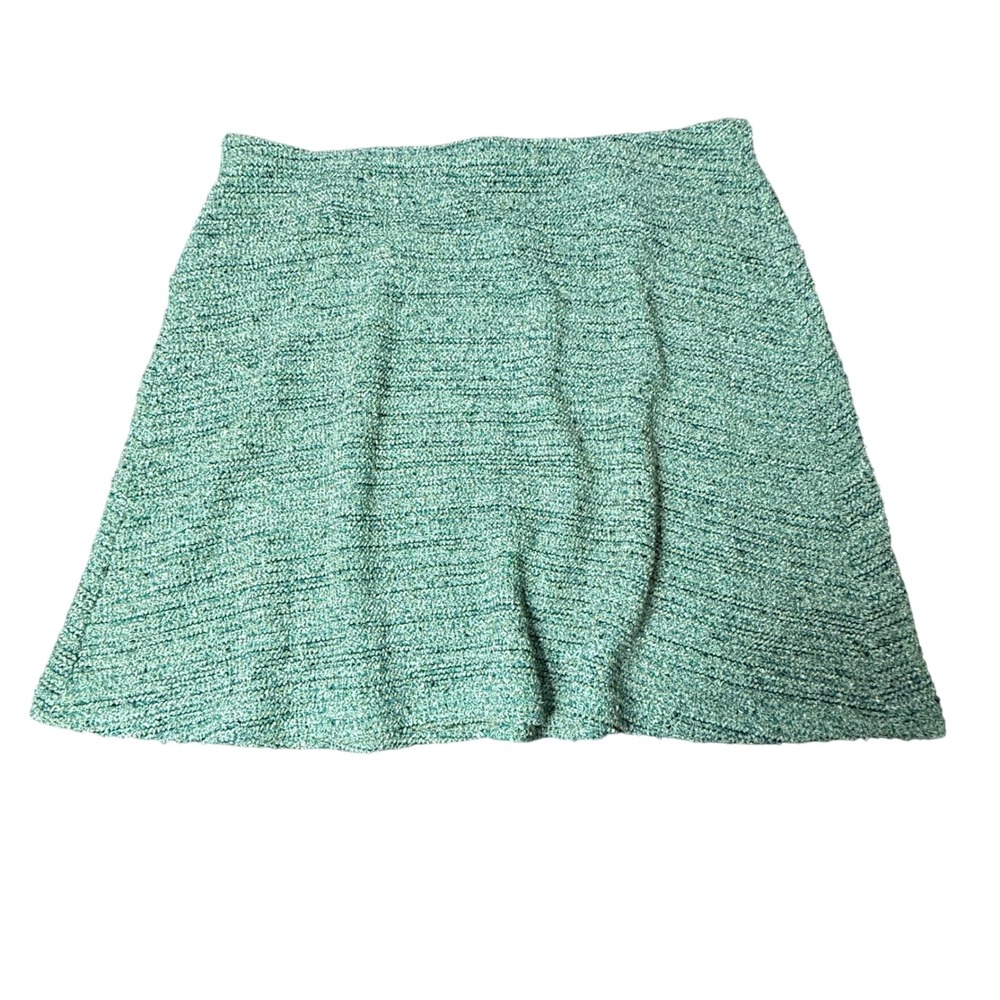 LOFT Green Textured Mini Skirt Womens L Knit Lightweight‎ Casual Cute